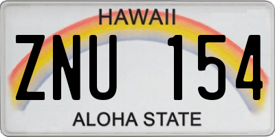 HI license plate ZNU154