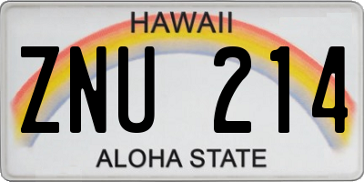 HI license plate ZNU214