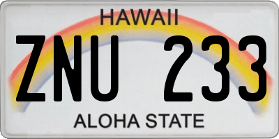 HI license plate ZNU233