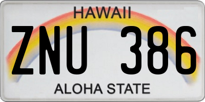 HI license plate ZNU386