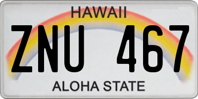 HI license plate ZNU467