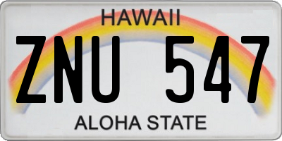 HI license plate ZNU547