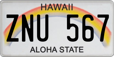 HI license plate ZNU567
