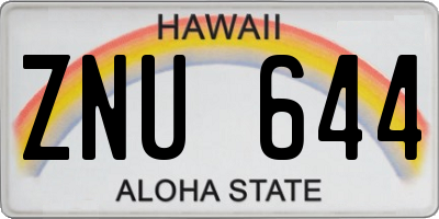 HI license plate ZNU644