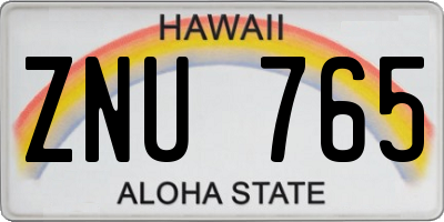 HI license plate ZNU765