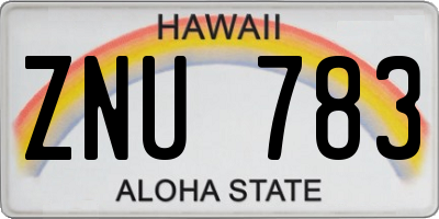 HI license plate ZNU783