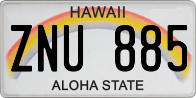 HI license plate ZNU885