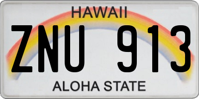 HI license plate ZNU913