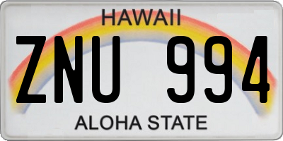 HI license plate ZNU994
