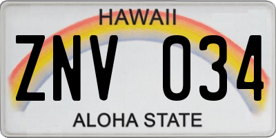 HI license plate ZNV034