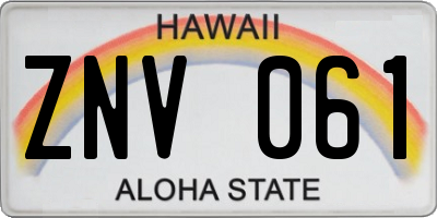 HI license plate ZNV061
