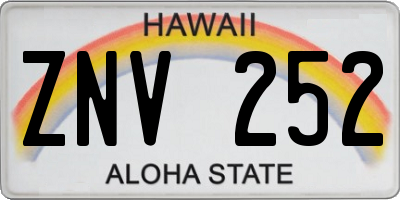 HI license plate ZNV252