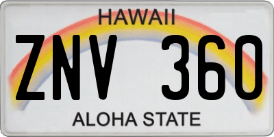 HI license plate ZNV360