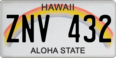 HI license plate ZNV432