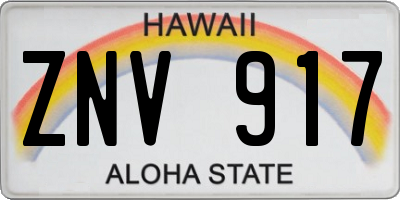 HI license plate ZNV917