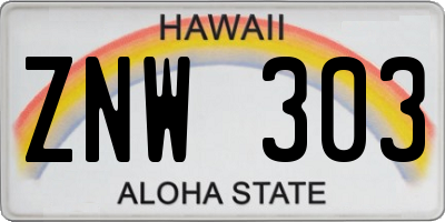 HI license plate ZNW303