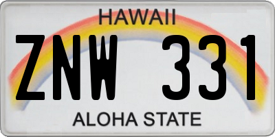 HI license plate ZNW331