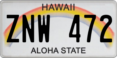 HI license plate ZNW472