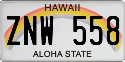HI license plate ZNW558
