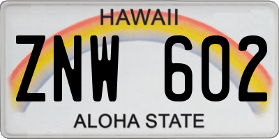 HI license plate ZNW602