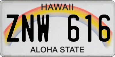 HI license plate ZNW616