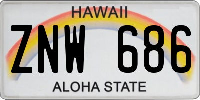 HI license plate ZNW686