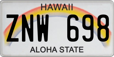 HI license plate ZNW698