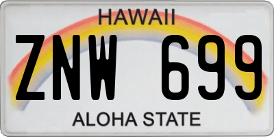 HI license plate ZNW699