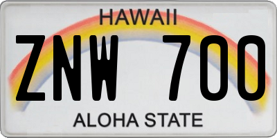 HI license plate ZNW700