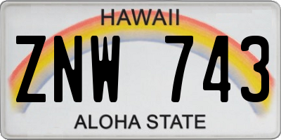 HI license plate ZNW743
