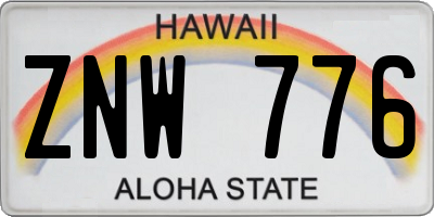 HI license plate ZNW776
