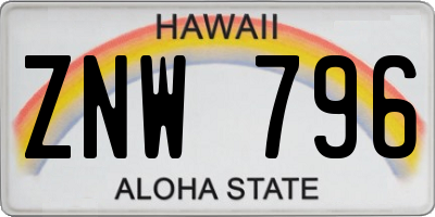 HI license plate ZNW796