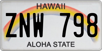 HI license plate ZNW798