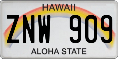 HI license plate ZNW909