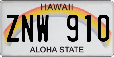 HI license plate ZNW910