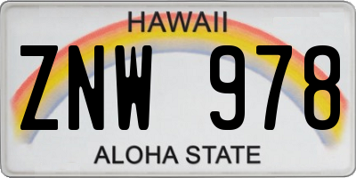 HI license plate ZNW978