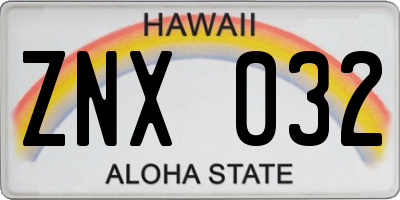HI license plate ZNX032