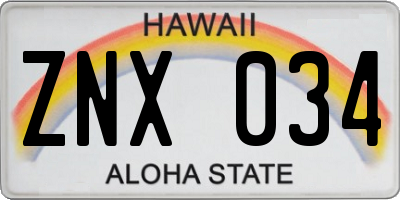 HI license plate ZNX034