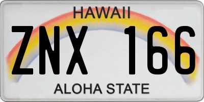 HI license plate ZNX166