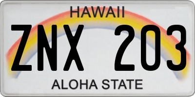 HI license plate ZNX203