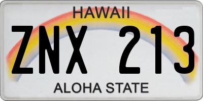 HI license plate ZNX213