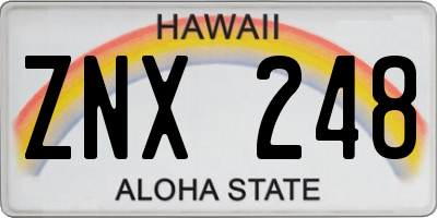 HI license plate ZNX248