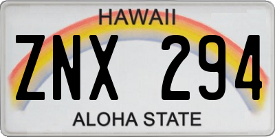 HI license plate ZNX294