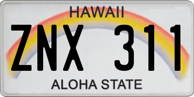 HI license plate ZNX311