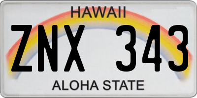 HI license plate ZNX343