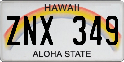 HI license plate ZNX349