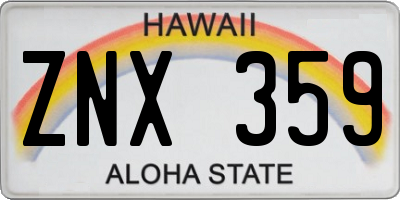 HI license plate ZNX359