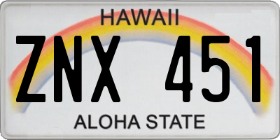 HI license plate ZNX451