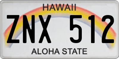 HI license plate ZNX512