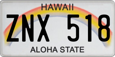 HI license plate ZNX518